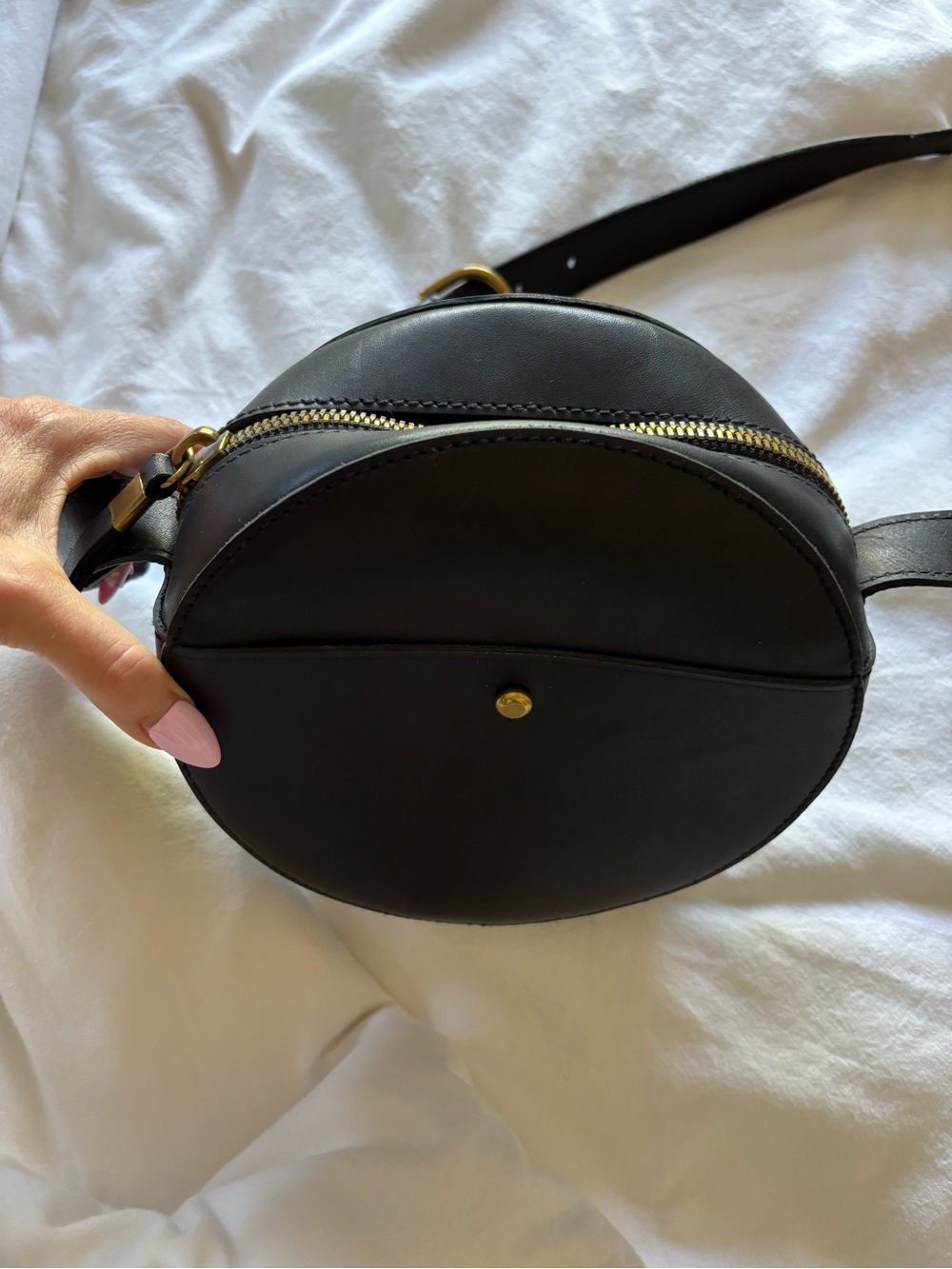 Madewell Black Round Crossbody with Gold Stud - Picture 3 of 5